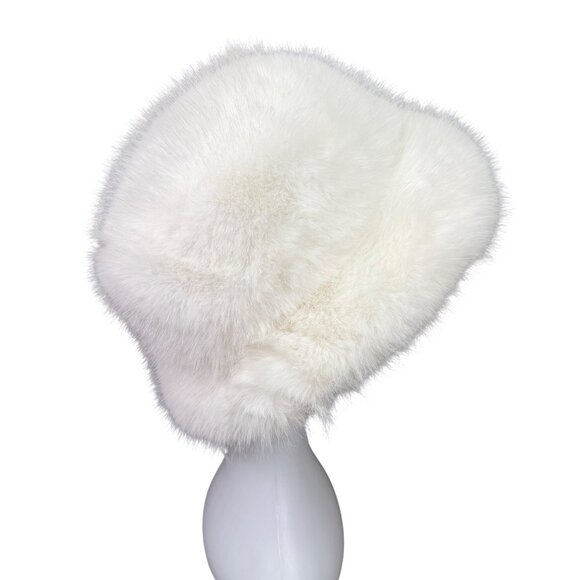 Faux Fur Womens White Bucket Hat Soft Winter Warm Lined Stylish Snow Cap OS main image 4